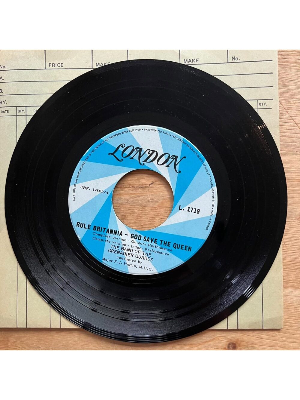 The Band of the Grenadier Guards-Rule Britannia-God Save the Queen 45rpm VG+ R15